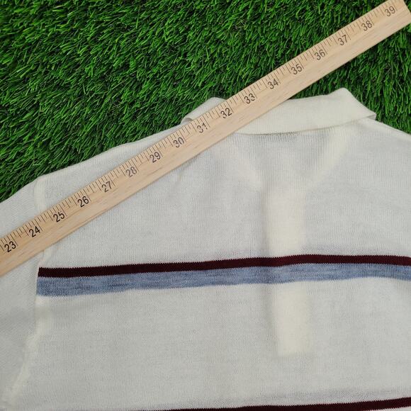 Vintage 80s MOD Striped Collared Sweater S/M 20x25 Cropped Light-Weight - Picture 4 of 11